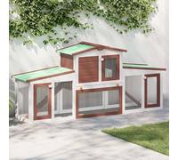 Gecheer Deluxe 2-Layer Wooden Hutch for Small Animals - White & Brown, 201 x 45 x 85 cm Model170844