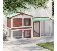 Gecheer Deluxe Wooden Hutch for Small Animals - 2 Layer Comfort, Exercise & Safety - Ideal for Rabbits Model170841