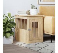 Gecheer Dog Crate Furniture Side Table End Table Pet Cage for Small and Medium Dogs With Lockable Door Sonoma Oak 45x62x59 cm Engineered Wood