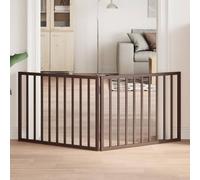 Gecheer Dog Gate Foldable 2 Panels Brown 160 cm Poplar Wood Dog door Model352200