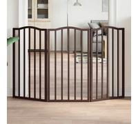 Gecheer Dog Gate Foldable 3 Panels Brown Oak 150 cm?Poplar Wood Dog door Model352230