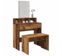 Gecheer Dressing Stool Dressing Table Chair Bedroom Seating Bench Old Wood 70x35x45 cm Engineered Wood
