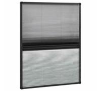 Gecheer Duo Plisse Mesh Window Screen for Roof Windows, 80x100cm Anthracite Frame Black Mesh White PET Shade, Insect Fly Screen with Sunlight Blocking Shade for Home Ventilation 148683