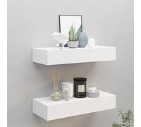 Gecheer Elegant Floating Shelves with Drawer - White, 2 Pack, 60x23.5x10cm Model330256