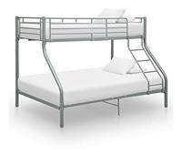 Gecheer Elegant Grey Metal Bunk Bed Frame with Safety Rails and Ladder for Kids Room - 140x200 cm/90x200 cm Mattress Size Model287904