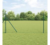 Gecheer Euro Fence Set of 2 Green Powder-Coated Steel 10 x 1.2 m Garden Decoration Fence