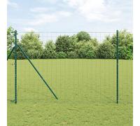 Gecheer Euro Fence Set of 2 Green Powder-Coated Steel 10 x 1.5 m Garden Decoration Fence
