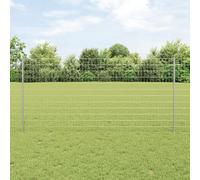 Gecheer Euro Fence with 10 U Posts Silver 1,2x10 m Steel Garden Decoration Fence