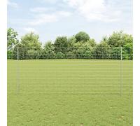 Gecheer Euro Fence with 10 U Posts Silver 1,4x10 m Steel Garden Decoration Fence