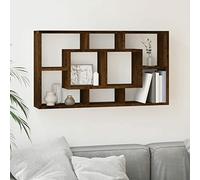 Gecheer Floating Shelves, Wall Display Racks, Wooden Wall Shelves with 8 Compartments, for Bedroom, Kitchen, Living Room, Office Smoked Oak