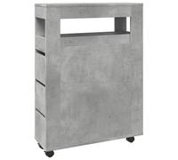 Gecheer Floor Narrow Bathroom Cabinet Tall Storage Cupboard with Wheels Concrete Grey Engineered Wood Home Storage Furniture Organizer Unit