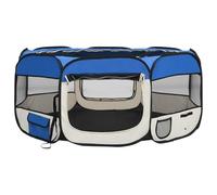 Gecheer Foldable Dog Playpen + Training & Travel + Blue Cream Polyester Steel 145x145x61cm + Home Outdoor Use 171016