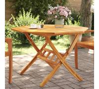 Gecheer Folding Outdoor Dining Table Garden Table Round Wood Patio Table, Weather Resistant for Yard Bistro Lawn Balcony Ø110x75 cm Solid Wood Acacia