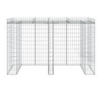 Gecheer Gabion Wall for Garbage Bin, Galvanised Iron, Silver, 192x91x120 cm, Garden Decoration Model151336