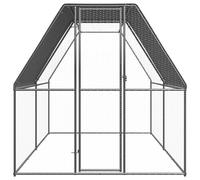 Gecheer Galvanised Steel Chicken Cage, Large Outdoor Aviary for Hens Ducks Birds, Water-Resistant PE Roof with Lock, Silver Grey 2x4x2m, Poultry Enclosure for Backyard Farm 3089319
