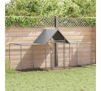 Gecheer Galvanised Steel Chicken Coop - Spacious, Lockable, Water-Resistant - Suitable for Chicken, Hen, Duck, Goose - Silver - 3 x 1 x 1.5 m Model144559