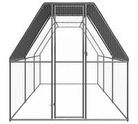 Gecheer Galvanised Steel Chicken Run, Large Outdoor Aviary for Hens Ducks Birds, 2x6x2m Water-Resistant PE Roof with Lockable Door, Silver Grey Poultry Enclosure for Backyard Farm 3089320
