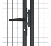 Gecheer Galvanised Steel Garden Gate, Powder-Coated Anthracite, 400x175cm, Double Side Posts with Bolt Hinges, Ground Stake & 3 Keys, for Garden Patio Terrace Entryway 145778