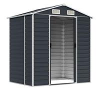 Gecheer Galvanised Steel Garden Shed - Anthracite, 191x130x198 cm, Firewood Storage & Tool Organizer Model3188253