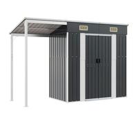 Gecheer Galvanised Steel Garden Shed - Anthracite, 277x107x157/181 cm, Firewood Storage, Tool Organizer Model364526