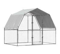 Gecheer Galvanized Steel Chicken Cage, Large Outdoor Walk-in Chicken Coop with Waterproof UV-Resistant Roof, Lockable Door for Chickens Ducks Rabbits Geese, Spacious Poultry Enclosure for Backyard Far