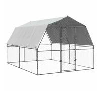Gecheer Galvanized Steel Chicken Cage, Large Walk-in Outdoor Chicken Coop with Waterproof UV-Resistant Roof, Lockable Hinged Door, Spacious Poultry Enclosure for Chickens Ducks Geese Rabbits, Backyard