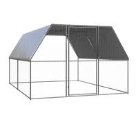 Gecheer Galvanized Steel Chicken Cage Run - Safe Outdoor Hen House with Lockable Door - Silver Grey, 3x4x2m Model3154376