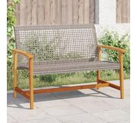 Gecheer Garden Bench Grey 112 cm Poly Rattan and Acacia Wood Model367599