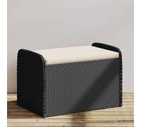 Gecheer Garden Bench with Storage Garden Storage Box Deck Box Indoor Outdoor Seating Chair Storage Chest with Cushion Black 80x51x52 cm Poly Rattan