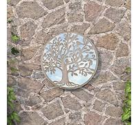 Gecheer Garden Mirror Outdoor Window Style Mirror Courtyard Garden Decorative Sand 60x2.5 cm Iron Round for Outdoor Use