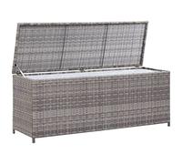 Gecheer Garden Storage Box, Rattan Storage Box Chest Container, Garden Tool Organiser Cabinet, Garden Furniture 150x50x60 cm Poly Rattan Black, Grey