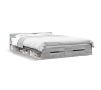 Gecheer Grey Sonoma Modern Bed Frame with Drawers - Engineered Wood, 193 x 123 x 45 cm - Small Double Mattress Size Model3280781