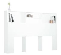 Gecheer Headboard Cabinet with Storage Compartments - Engineered Wood, White, 160 x 19 x 103.5 cm, Bedroom Furniture with Wall Attachment Device Model811871