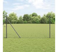 Gecheer Hexagon Fence with 13 Posts Grey 1x25 m Galvanised Steel Garden Decoration Fence
