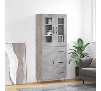 Gecheer Highboard Concrete Grey 69.5x34x180 cm Engineered Wood Kitchen high board Model3198501