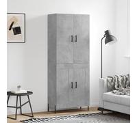 Gecheer Highboard Concrete Grey 69.5x34x180 cm Engineered Wood Kitchen Storage Unit Model3195799