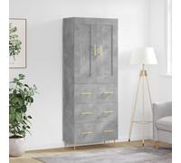 Gecheer Highboard Concrete Grey 69.5x34x180 cm Engineered Wood Kitchen Storage Unit Model3199741