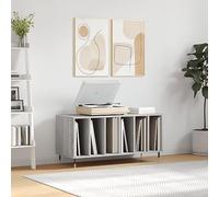 Gecheer Home Turntable Stand with Vinyl Record Storage Wood Side Cabinet Simple Design TV Table with Open Front Storage Compartment Grey Sonoma 100x38x48 cm Engineered Wood 3