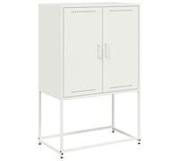 Gecheer Industrial Highboard Cabinet Steel White 68.5x38.5x107cm Bedroom Living Room Storage Organizer Model846511