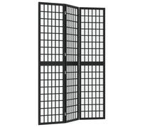 Gecheer Japanese Shoji Room Divider, Black, Solid Fir Wood, 120 x 170 cm, Privacy Screen, Foldable, Oriental Charm Model352079