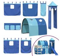 Gecheer Kids Loft Bed Curtains with Tunnel and Tower, Indoor Playhouse, Blue Polyester Under Bed Curtain Set with Storage Pockets and Tiebacks for Bedroom Secret Base Fun 835920