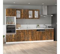 Gecheer Kitchen Cabinet Kitchen Storage Cupboard Unit Sink Bottom Cabinet Smoked Oak 80x46x81.5 cm Engineered Wood
