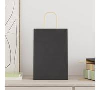 Gecheer Kraft Paper Gift Bags - Black, 21x11x31cm, 100g/sqm, 10kg Capacity, 250 Pack - Ideal for Parties, Shopping, Takeaway, and More Model4101644