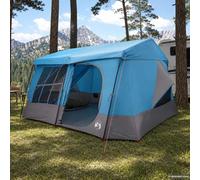 Gecheer Large 9-Person Family Camping Tent with Rainfly, Water-Resistant 185T Polyester, 3 Rooms, 3 Doors, 9 Windows, Army Green, 433x420x224 cm 42042249