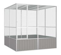 Gecheer Large Bird Cage with Mesh Design - Galvanised Steel, Grey, 213.5 x 217.5 x 211.5 cm - Ideal for Outdoor Aviary Model171552