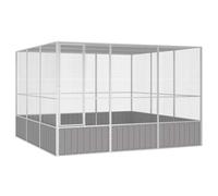 Gecheer Large Bird Cage with Ventilation - Grey Galvanised Steel, 302.5 x 324.5 x 211.5 cm - Ideal for Play and Safety Model171553