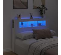 Gecheer LED Headboard Cabinet Bedroom Storage Shelf Bookcase Bedroom Display Shelf Unit Wooden Storage Backboard Bed Accessory White 140x18.5x103.5 cm Engineered Wood