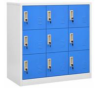 Gecheer Locker Cabinets Locking Office Storage Cabinet Metal Bathroom Steel Filing Cabinet Office Workplace Storage Cabinet Light Grey and Blue 90x45x92.5 cm Steel