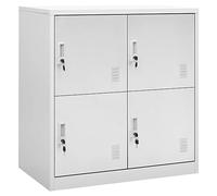 Gecheer Locker Cabinets, Office Filing Cabinet, 2 Pcs Metal Storage Lockers, Home Office File Cabinets with 4 Doors 90x45x92.5 cm Steel Light Grey