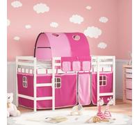 Gecheer Loft Bed For Kids Bunk Bed with Tunnel Children's Bed Funny for Home Pink 90x190cm Solid Wood Pine
